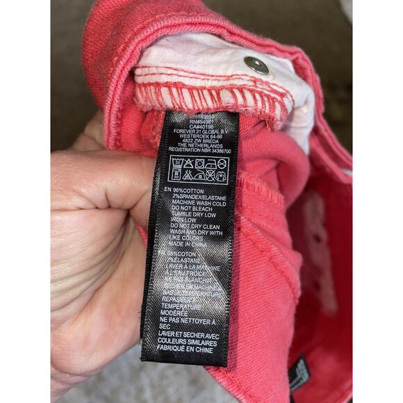 Forever 21 sz. 28 red/ pink short jean shorts. Great pair, comfortable - Picture 7 of 10